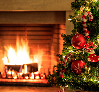 Rosie on the House Christmas Tree Fireplace
